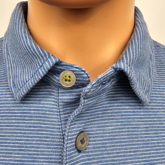 TOMMY BAHAMA Pacific Shore Polo Shirt  Men M Blue Allure Heather Striped Cotton - Picture 6 of 13